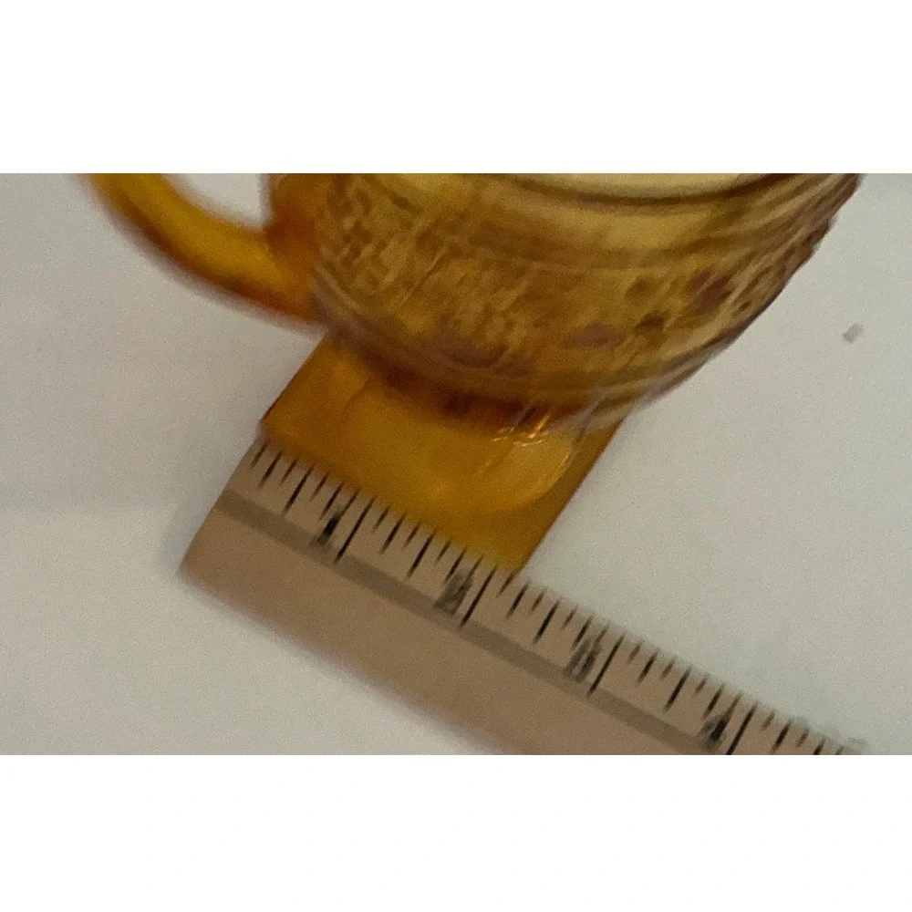 Tiara Vintage Amber Glass Creamer Sandwich Pattern Floral Square Base Small
